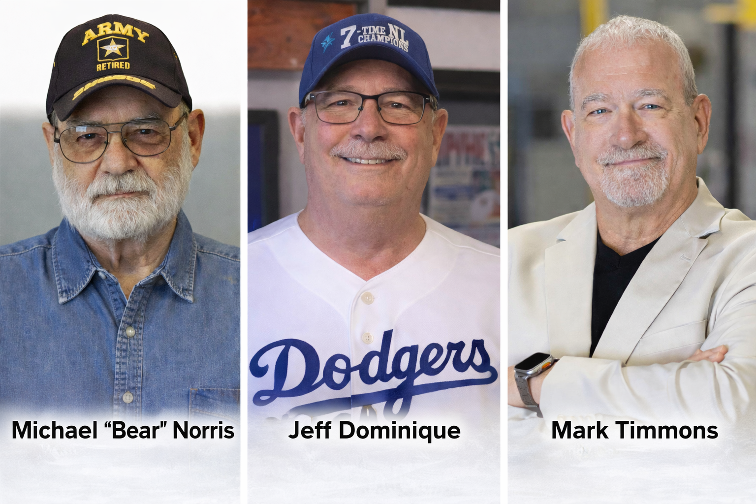 The Three Amigos: Michael "Bear" Norris, Jeff Dominique, and Mark Timmons.